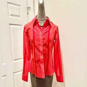 Roberto Cavalli Red-orange long sleeve polo shirt